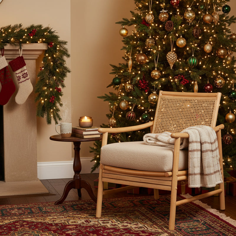 Borneo Rattan Chair with Boucle Cushion