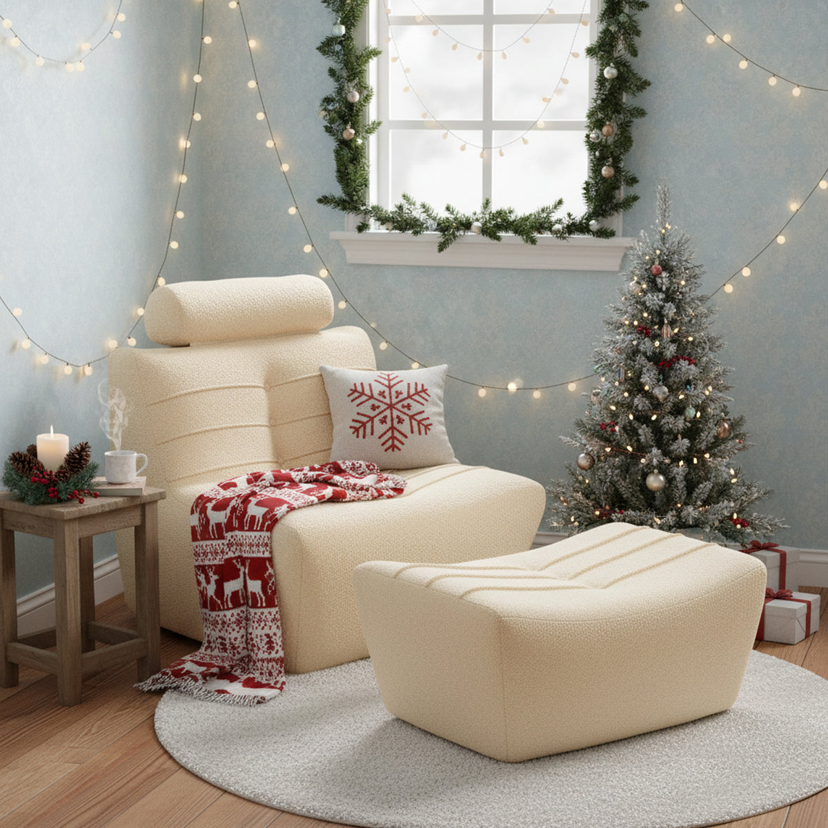 Cream Boucle Chair - UK Crafted