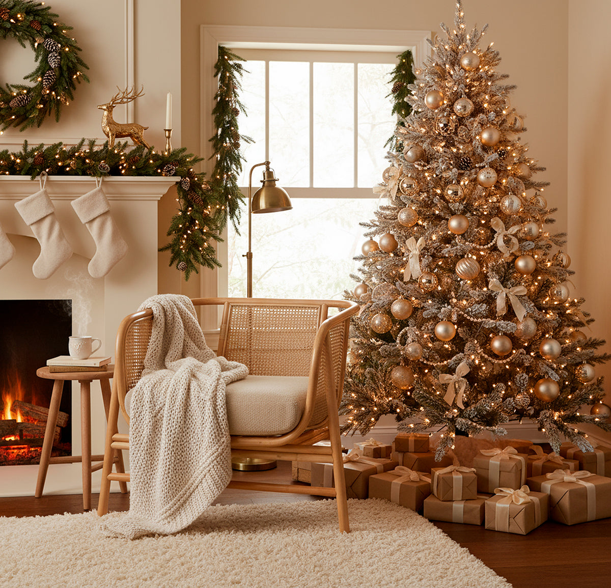 Seoul Rattan Chair with Boucle Latte