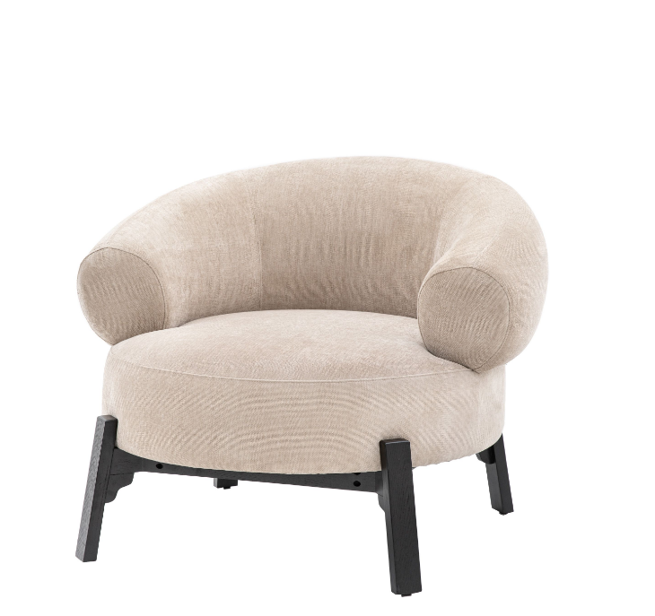 Avalon Upholstered Rounded Lounge Chair in Cream