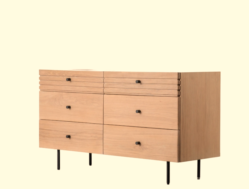 Okayino Oak Modern 6 Drawer Chest