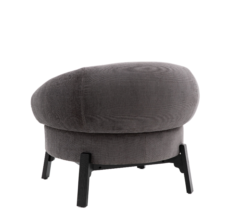 Avalon Upholstered Rounded Lounge Chair in Dark Grey