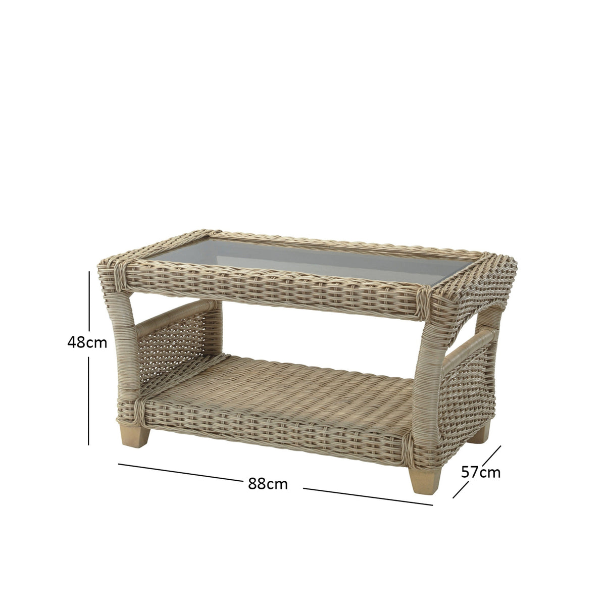 Arlington Wicker & Glass Coffee Table