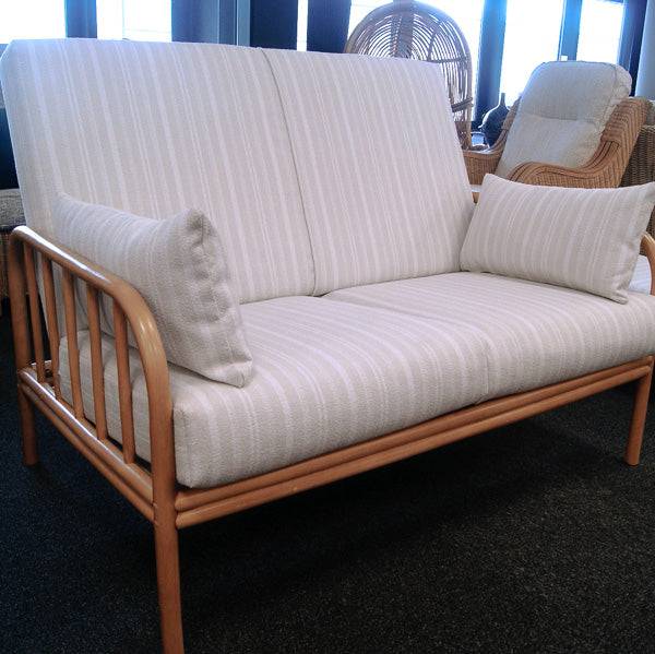 Aspen Light Oak 2 Seater Sofa in Imperial Cream Stripe