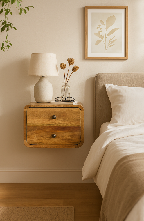 Wall Mounted Mini Curved Floating Bedside Table