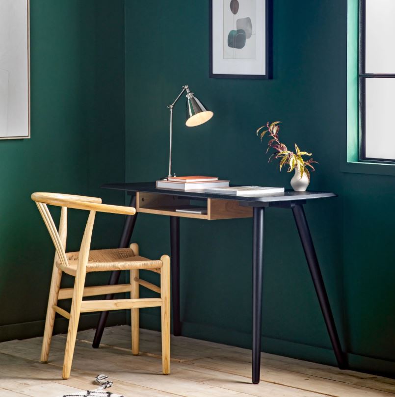 Maddox Black Desk with Shelf
