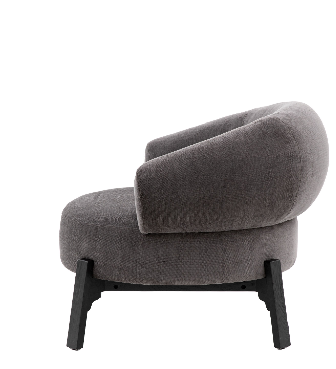 Avalon Upholstered Rounded Lounge Chair in Dark Grey