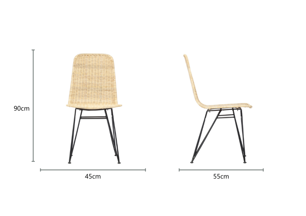 Set of 2 Natural Porto Dining Chair