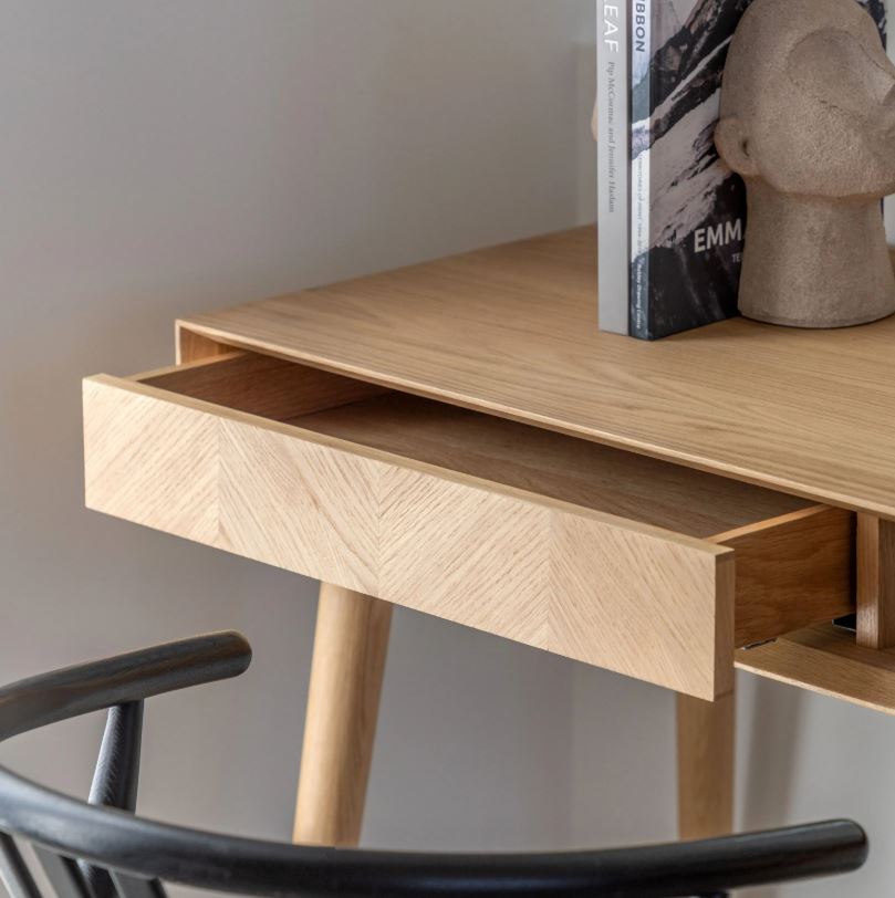 Mitrina Natural Oak 1 Drawer Desk with Shelf