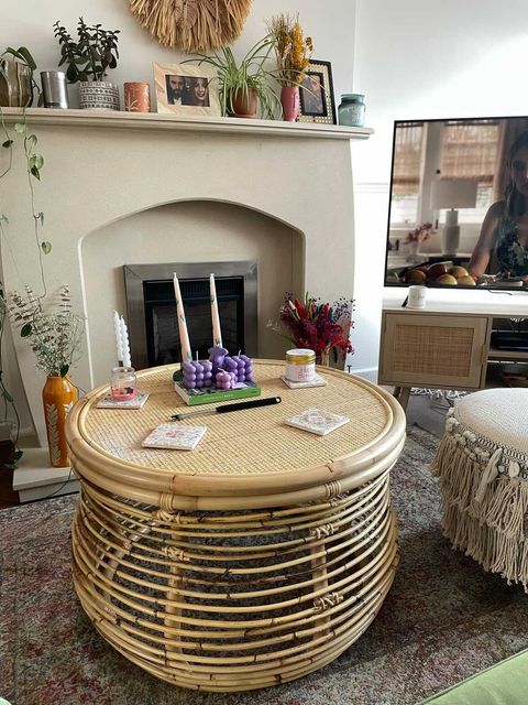 natural royal rattan coffee table