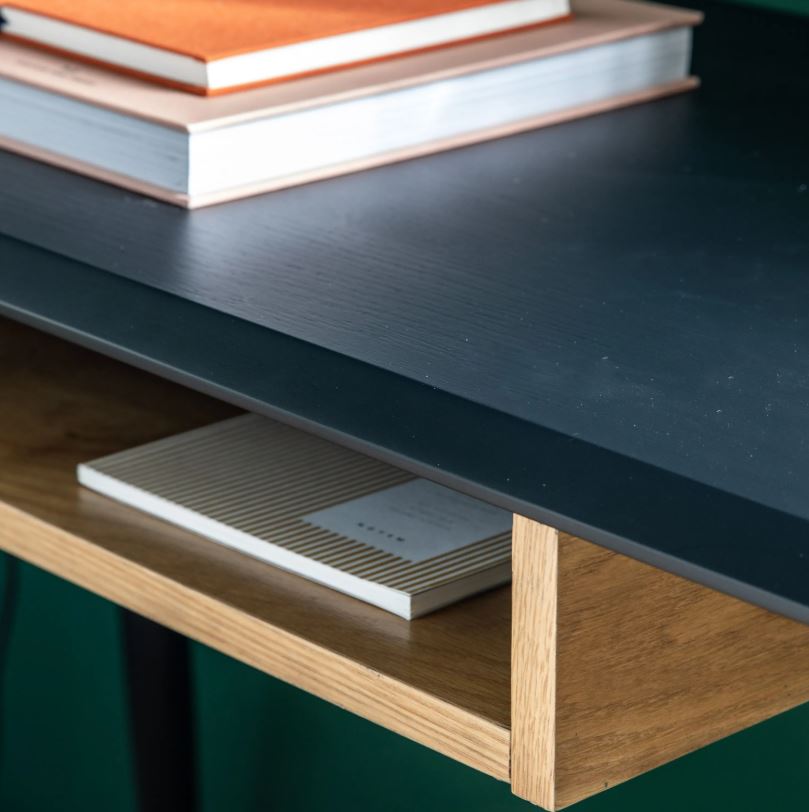 Maddox Black Desk with Shelf
