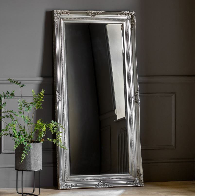 Hampshire Vintage Full Length Leaner Mirror Antique Silver