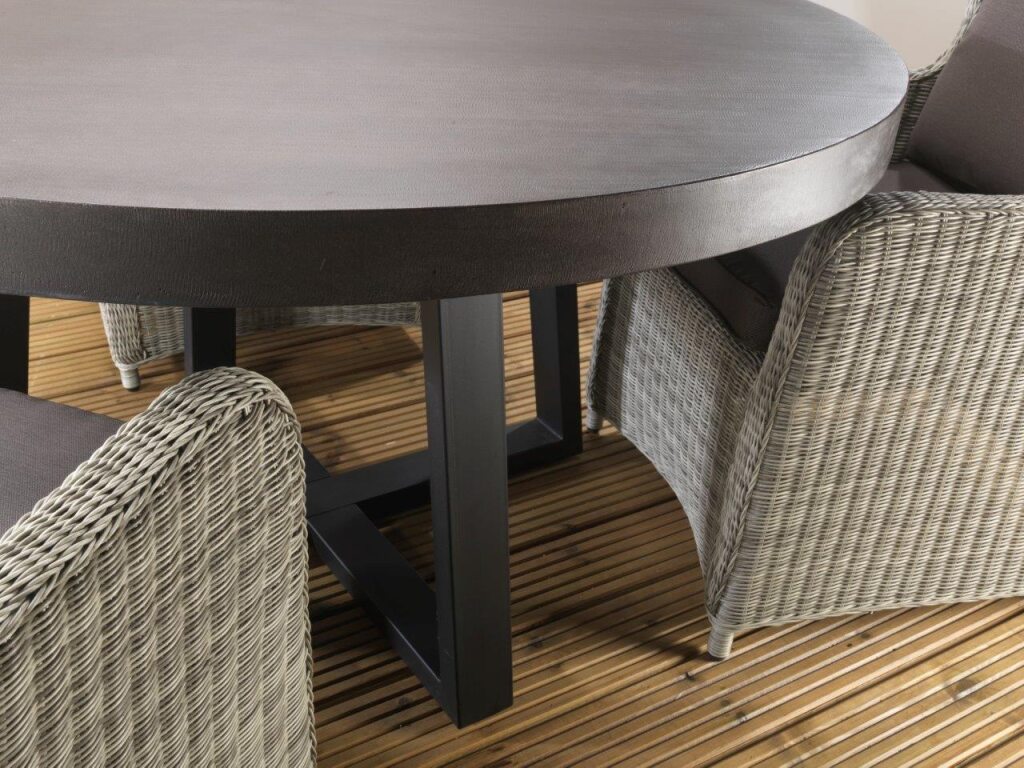 Amalfi Black Round Slate Lavastone Dining Table 140cm