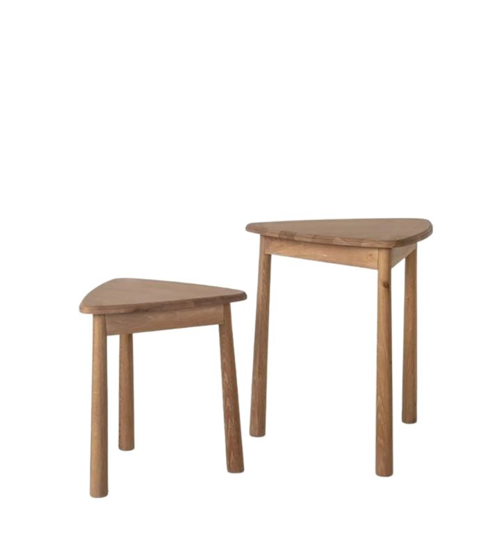 Desser Oak Nesting Tables – Set of 2, Triangular Top