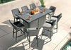 Aruba Outdoor Fabric 8 Seat Bar Set with Fire Pit Table - All Weather Fabric