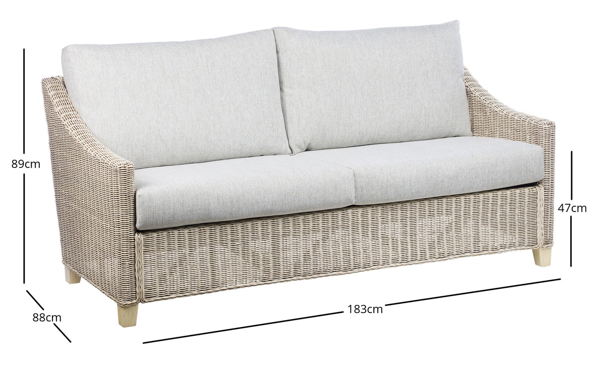 Dijon Natural Rattan 3 Seater Sofa Suite