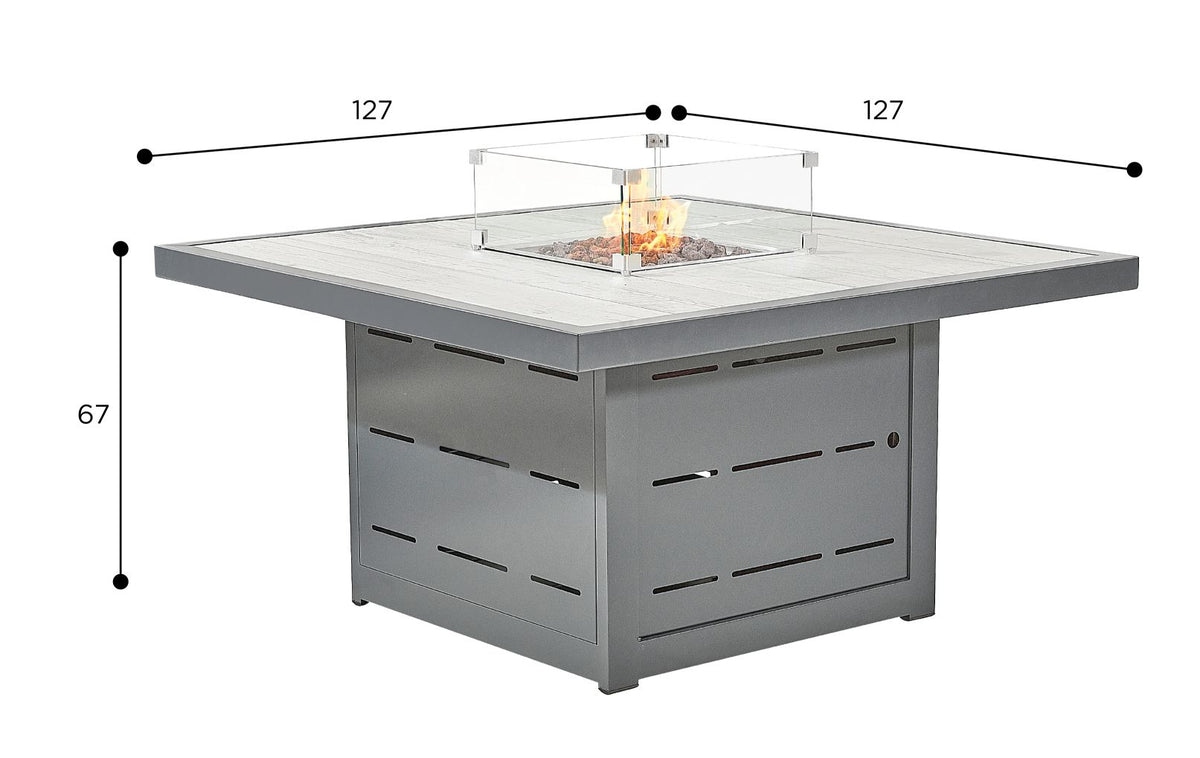 Tutbury White Firepit Table with 2 Sofas and 2 Large Benches - UK Made - FREE Cantilever Parasol Included