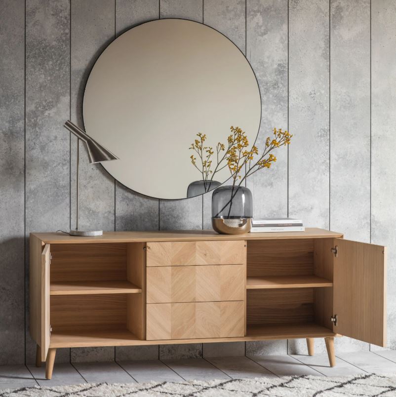 Mitrina Wide Oak 2 Door & 3 Drawer Sideboard Cabinet