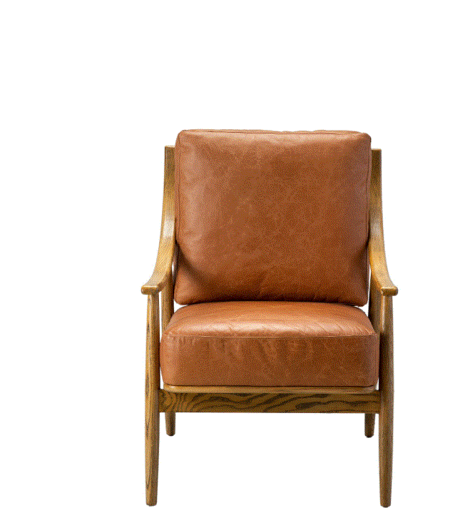 Relina Oak Armchair in Brown Leather