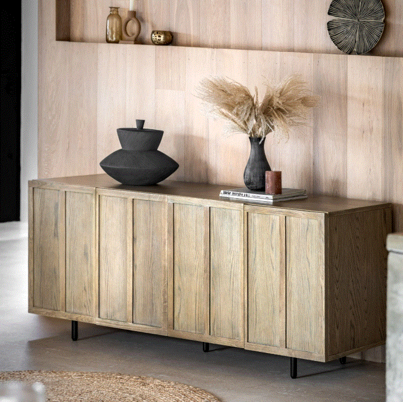 Pietro Wide Oak 4 Door Sideboard Cabinet