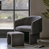Arno Curved Armchair with Nest Footstool in Dark Grey