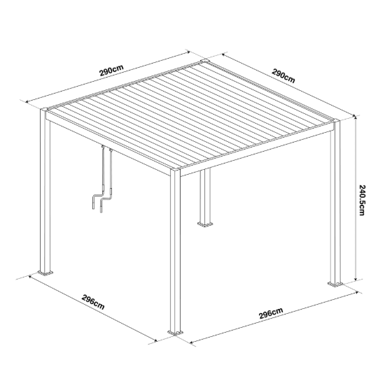 Juno Pergola Aluminium Rectangular 3m x 3m with Side Panels - Grey