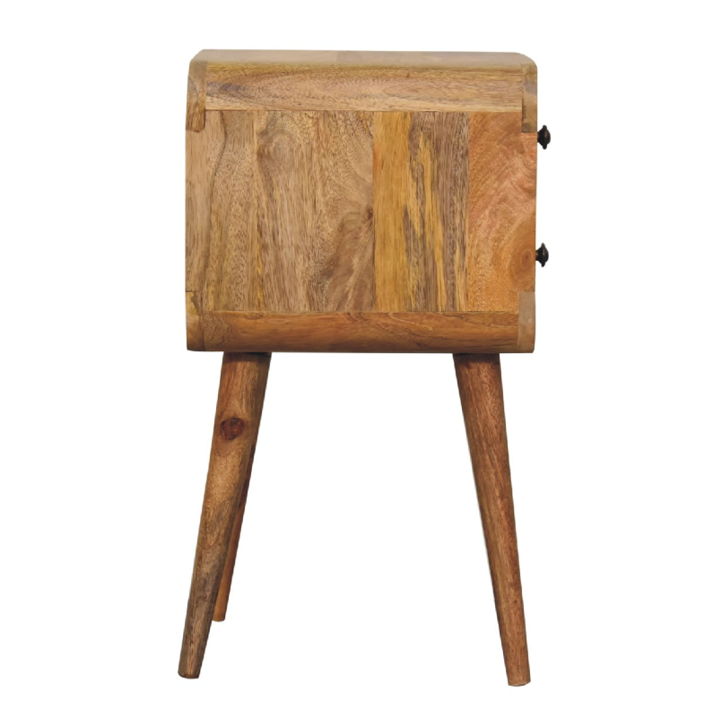 Mini Curved 2 Drawer Mango Wood Bedside Table