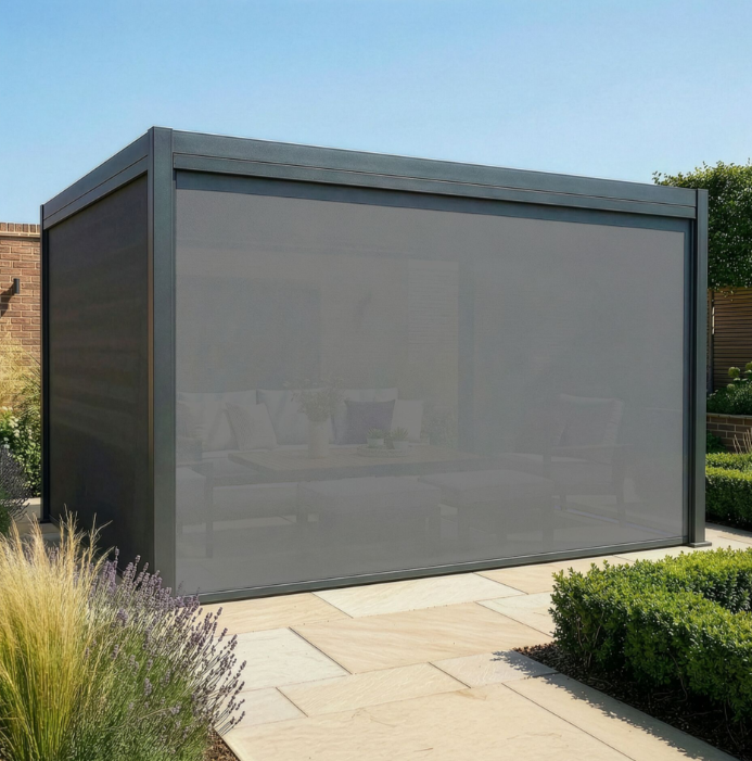 Juno Pergola Aluminium Rectangular 3m x 4m with Side Panels - Grey