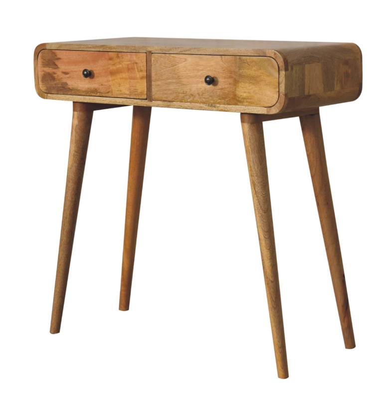 Curved 2 Drawer Mango Wood Hallway Table