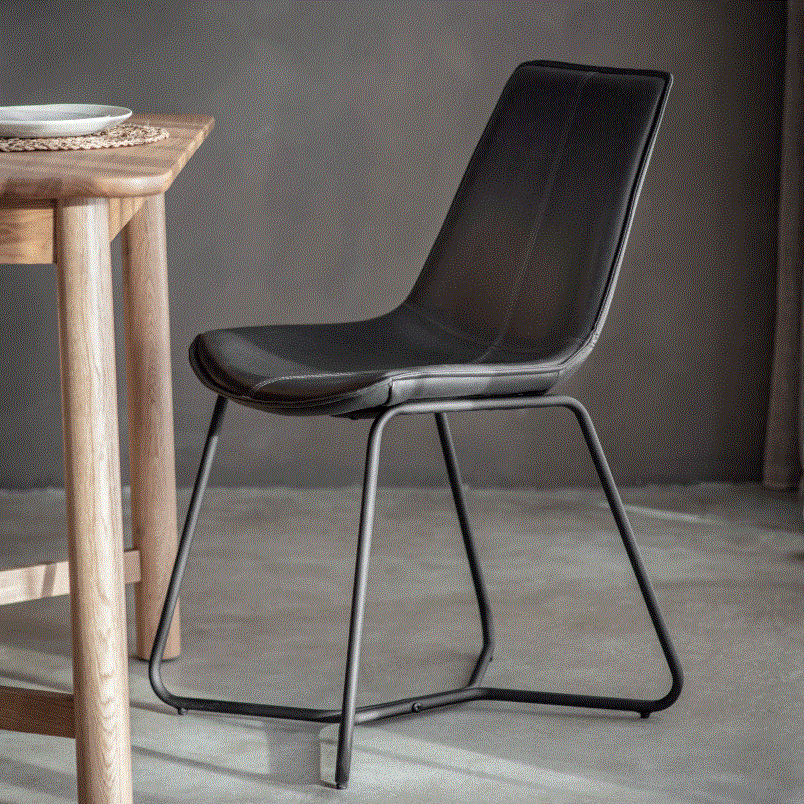 Hawton PU Black Leather Dining Chair (set of 2)