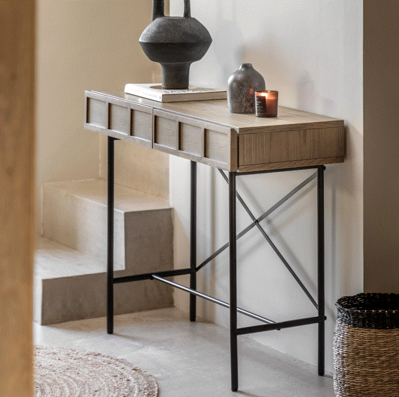 Pietro Oak 2 Drawer Console Table
