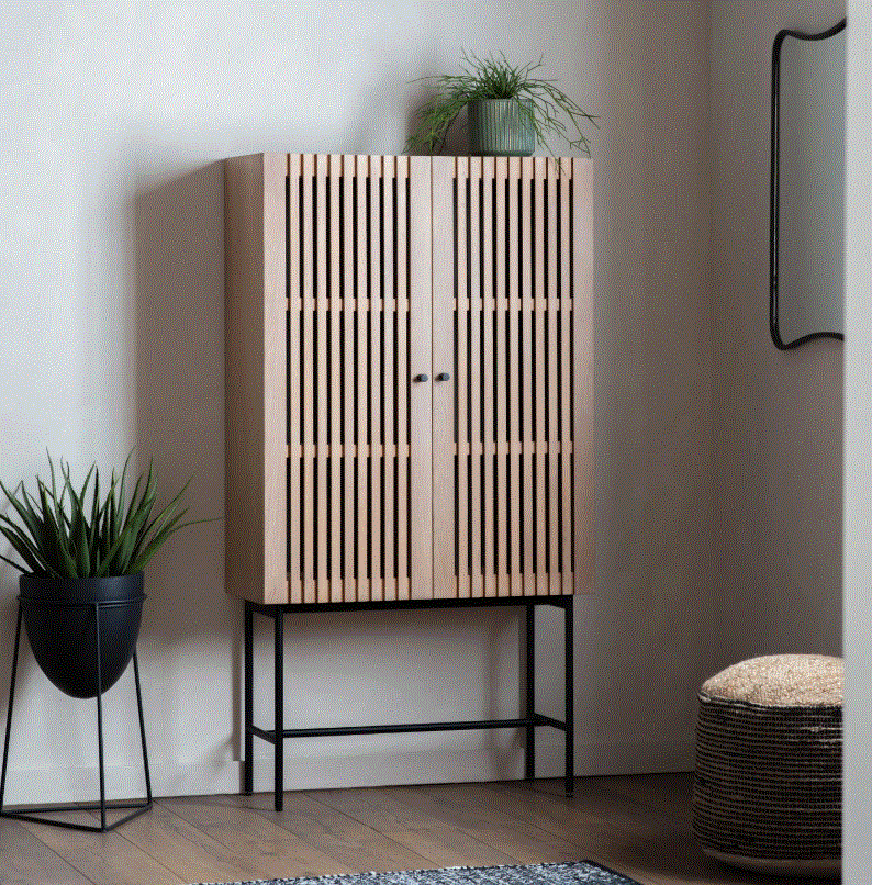 Okayino 2 Door Oak Cocktail Cabinet