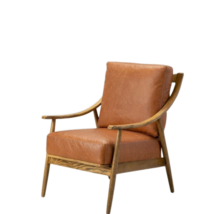 Relina Oak Armchair in Brown Leather