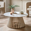 Seyo Round Mango Wood Coffee Table with Marble Top
