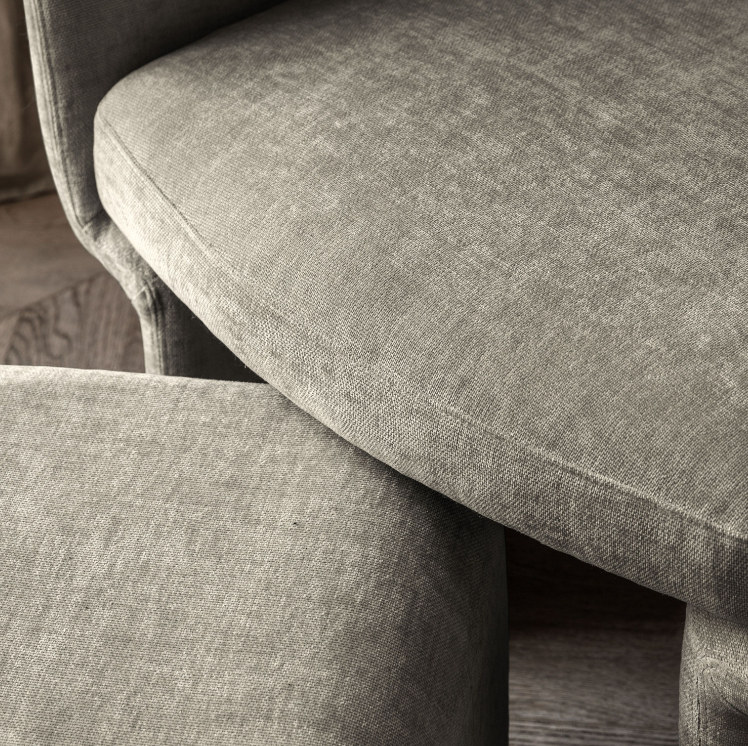 Arno Curved Armchair with Nest Footstool in Sage