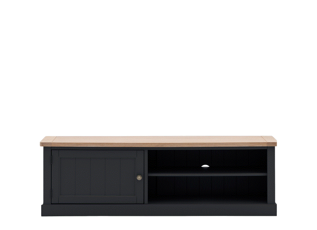 Elden Dark Grey Media TV Unit with Wooden Top
