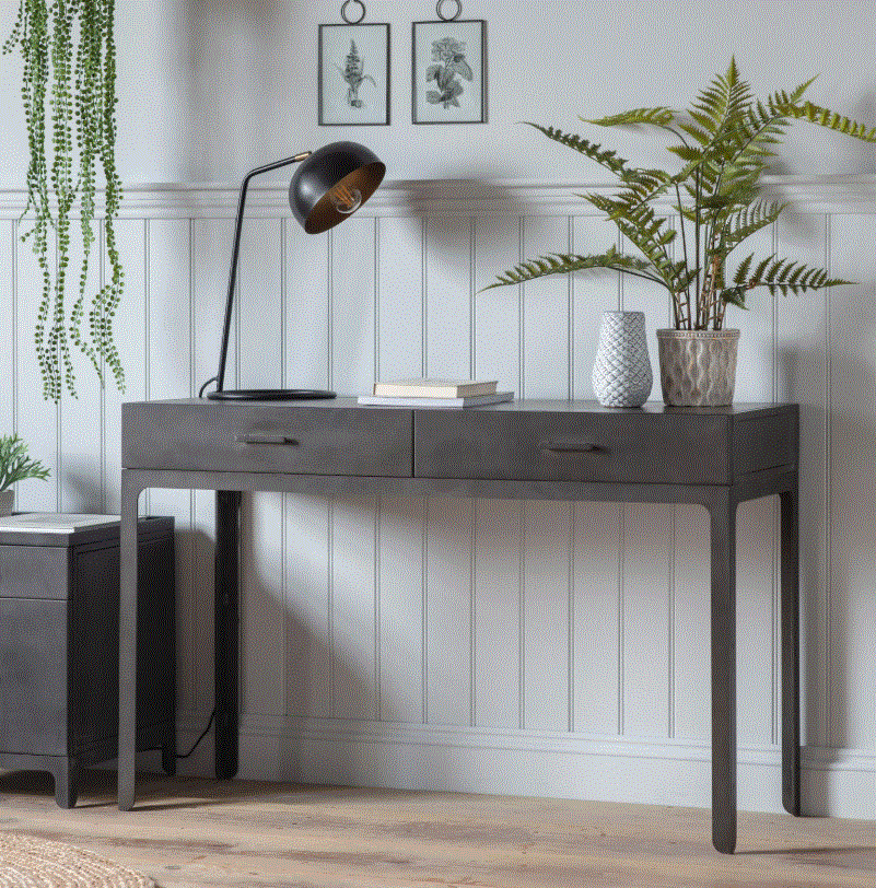 Otton Dark Grey 2 Wooden Drawer Desk