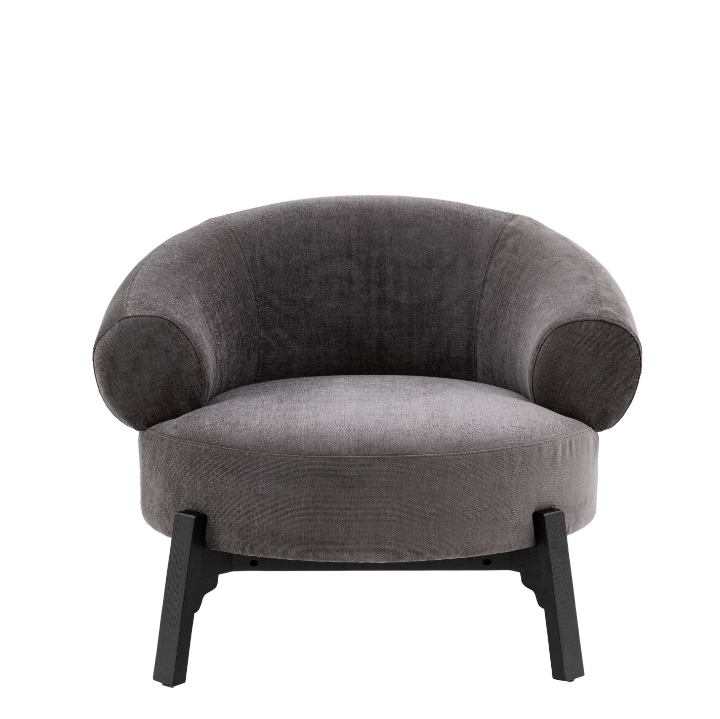 Avalon Upholstered Rounded Lounge Chair in Dark Grey