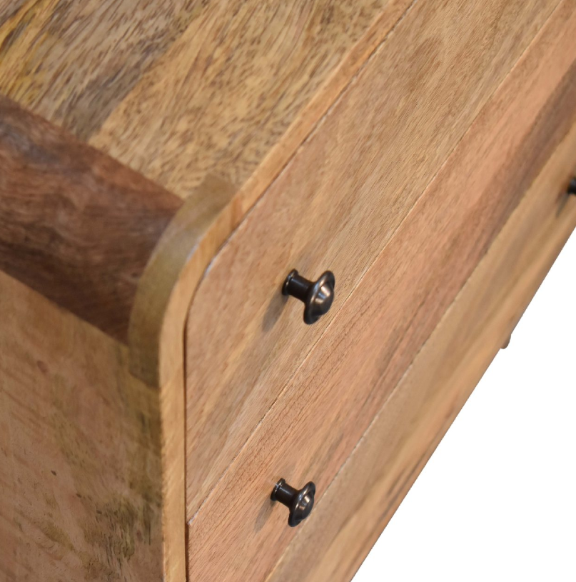 Curved Mango Wood 3 Drawer Chest