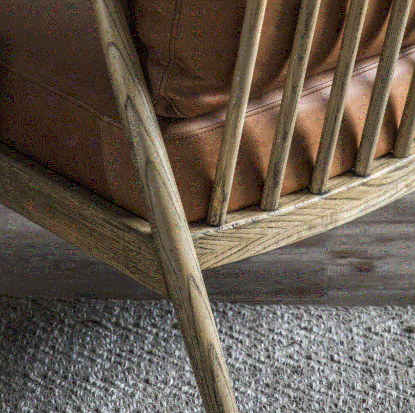 Relina Oak Armchair in Brown Leather