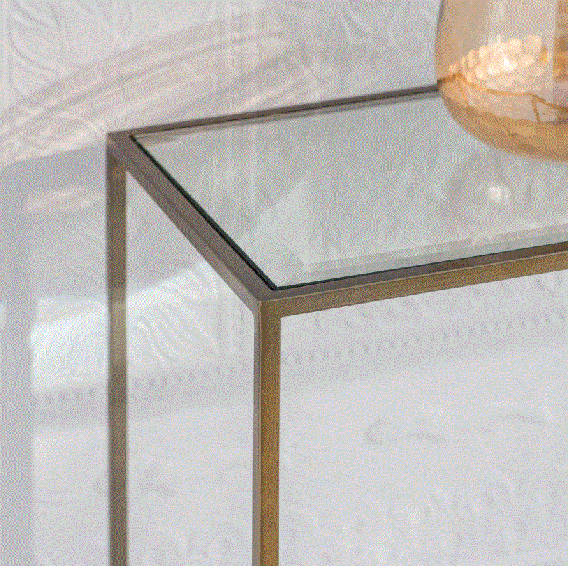 Rothwell Iron Console Table Bronze with Glass Top