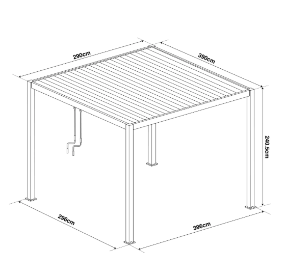 Juno Pergola Aluminium Rectangular 3m x 4m with Side Panels - Grey