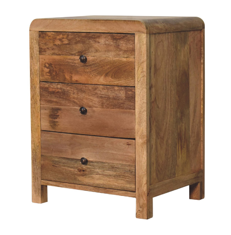 Aspen Mango Wood 3 Drawer Bedside Table