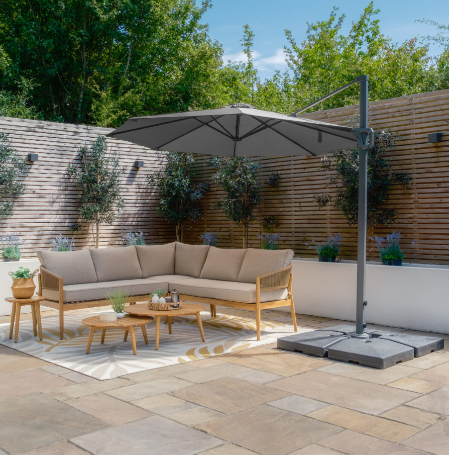 Halo 3m Round Rotating Cantilever Parasol in Grey