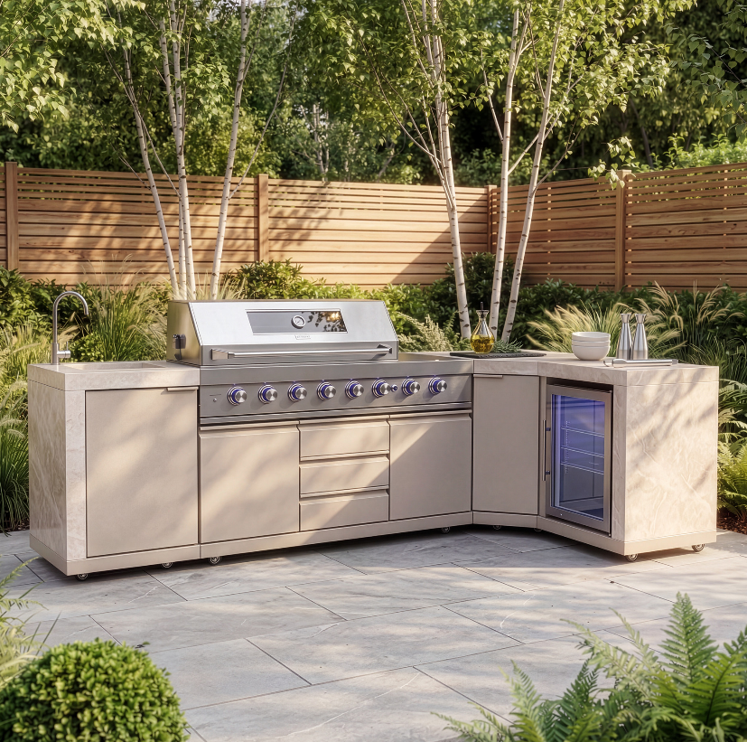 Desser Forge Modular Gas BBQ Outdoor Kitchen With Sink and Fridge