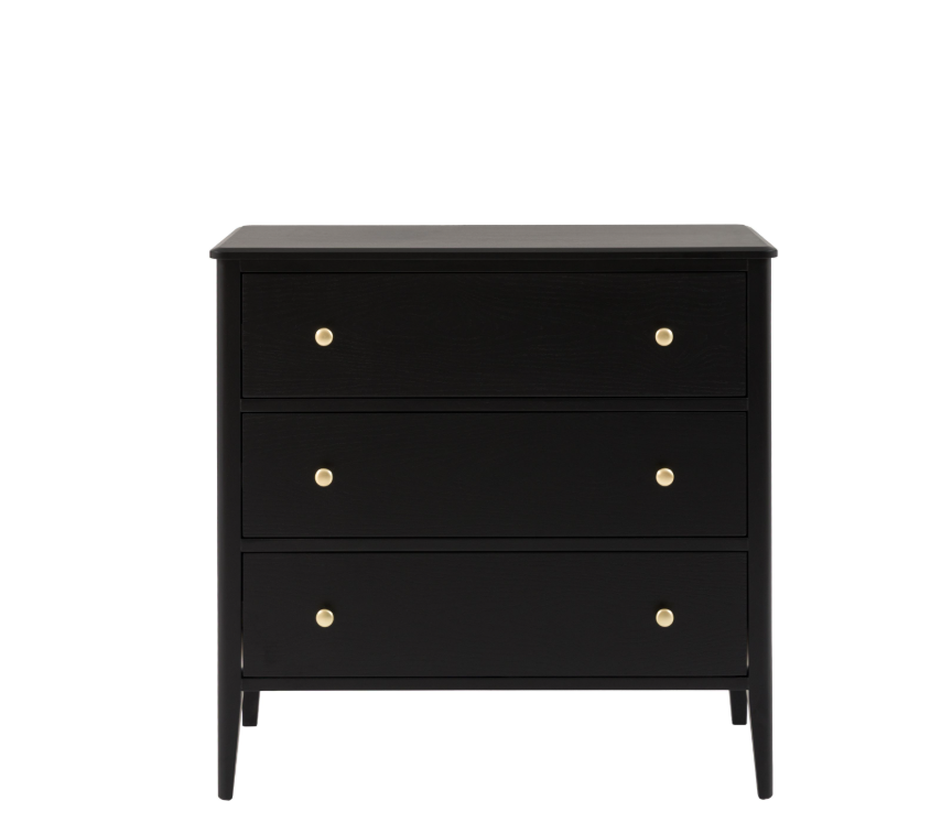 Accito Black 3 Drawer Wooden Chest
