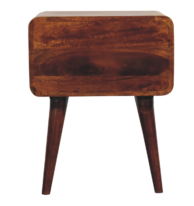 Curved Mango Wood Bedside Table