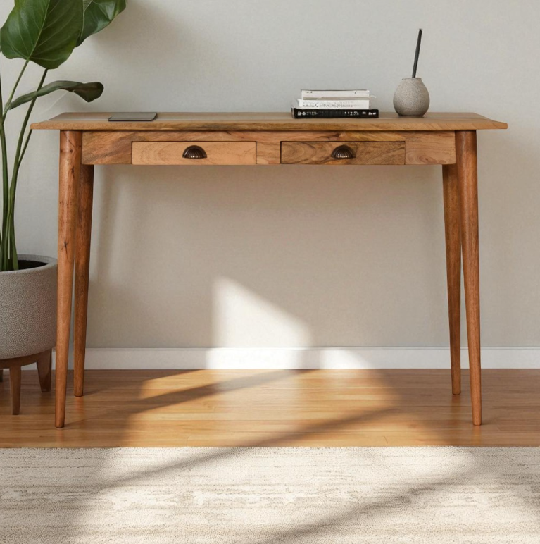 Mango Wood 2 Drawer Desk with Cable Access