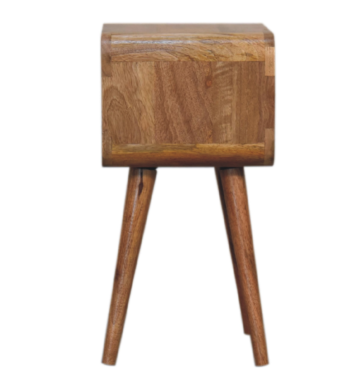 Mini Curved Mango Wood Open Bedside Table