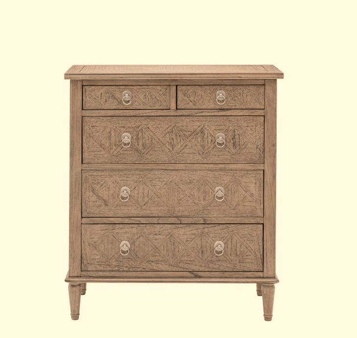 Levine Mindy Ash Natural Wooden 5 Drawer Chest